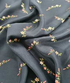 Silk Floral Crepe - Black Floral