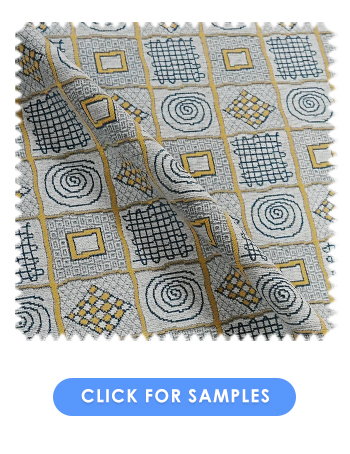 Aztec Patchwork Upholstery Fabric | Baby Blue
