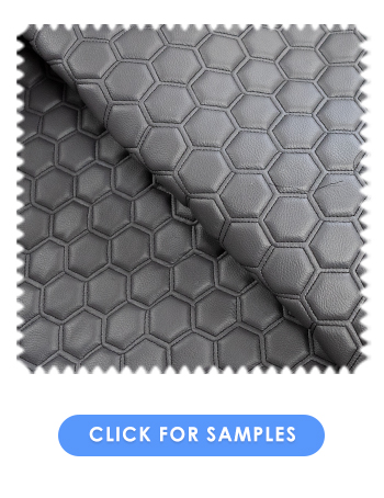 Hexagon Quilted Vinyl Fabric  | Grey