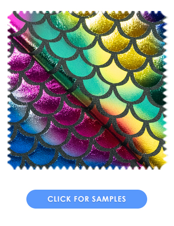 Rainbow Small Fish Scale Foil Fabric | Rainbow