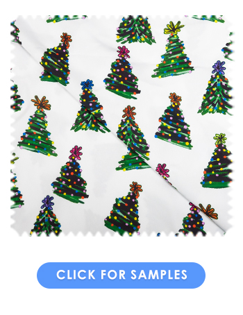 Tinsel Tree Christmas Fabric  | White