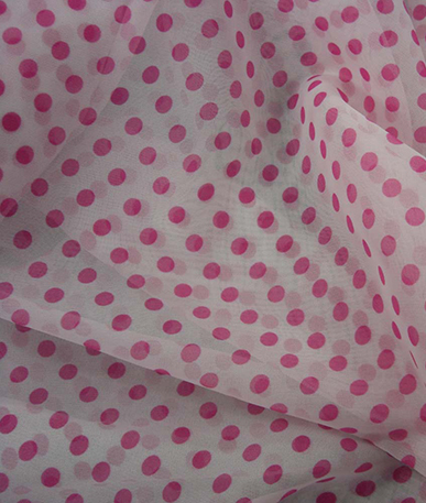 Printed Polyester Chiffon | Pink Polka