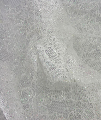  Ivory Iridescent Sparkle Stretch Lace | White Iridescent