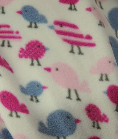 Little Birds Fleece Fabric - Pink 