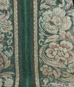 Floral Tapestry Stripe Upholstery  - Wheat/Green