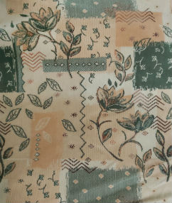 Country Patchwork Velour Fabric - Peach / Green